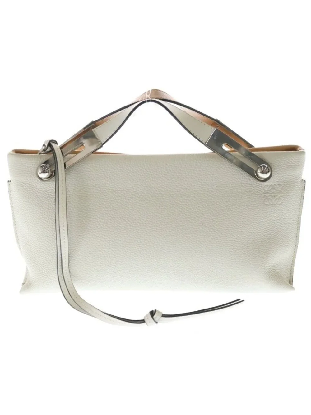 Loewe Missy Small 2-Way Shoulder Bag Ivory Camel Leather Silver